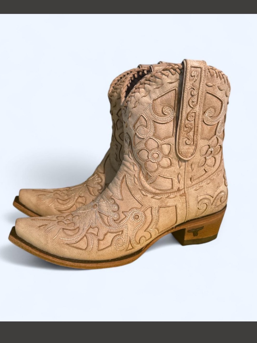 Lane Rare Women’s Embroidered Western Ankle Boots - cream